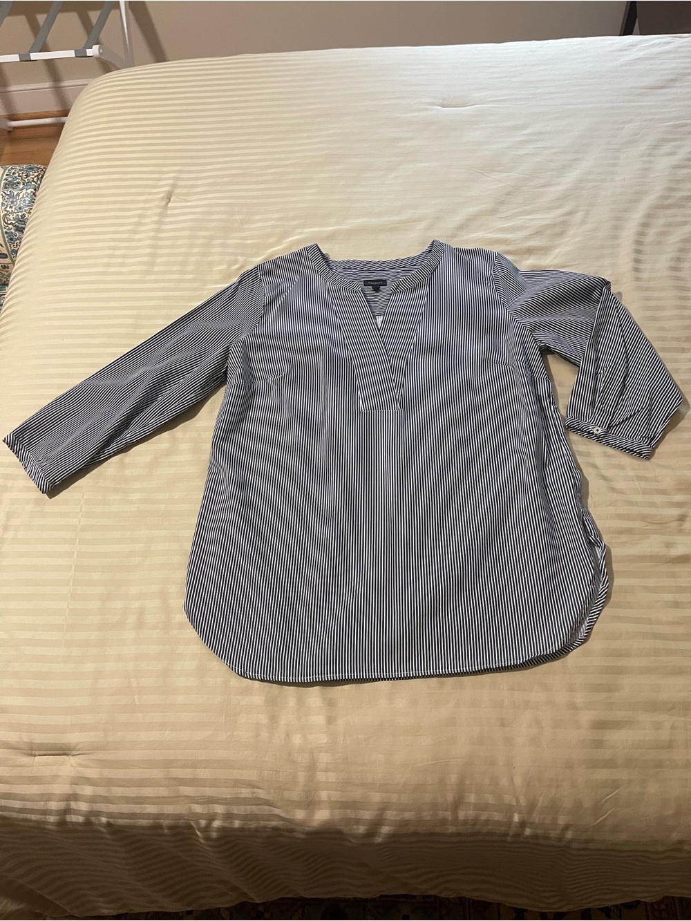 Talbots Blue and White Striped V-Neck Tunic